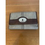 Fossil Genuine Leather Suede Trifold Wallet Zipper Coin Pocket Photo 1