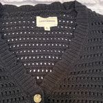 Lucky Brand  black crochet Knit Cardigan scalloped edges boxy fit M Photo 1