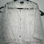 Lark Lane Women’s White Sheer Lace Button Photo 8