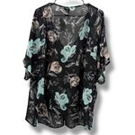 Torrid NWT Floral Kimono Top Women’s Size 3X Black Sheer Lightweight Layer Photo 1