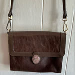 A Very HTF Rare Vintage Tumi X Carlos Falchi Brown Leather Crossbody Handbag Gold Photo 0