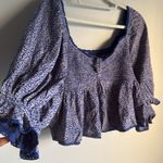 Free People  Britnee  Floral Cropped Peplum Smocked Puff Sleeve Top Large Photo 5