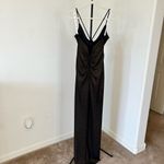 DB Studio evening dress size 4 Bronze Gold glitter shimmer Cowl neck high slit Brown Photo 3