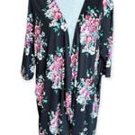 NWT Womens Ekouaer Floral Rose Pattern Poncho Kimono Duster Robe Photo 0