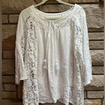 Soft Surroundings 2-pc white rosette lace crotchet embroidery boho top Large Photo 1