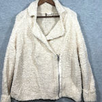 Free People  Womens S Sweater Wool‎ Blend Cream Fuzzy Jacket Asymmetrical Zip Photo 0