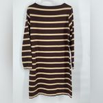 LL‎ Bean Vintage Dress Brown Striped Long Sleeve Dress Casual Cotton Size 8 Photo 1