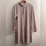 Spartina 449  Pink & Cream Geometric Barbee Nora Quarter-Zip Shift Dress XL Photo 1