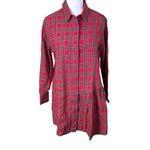 ZARA Red Plaid Asymmetrical Tunic Top Medium Holiday Christmas Cabincore Ruffle Photo 1