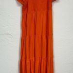 Daily Practice Orange Tiered Summer Dress Womens M Smocked Puff Shoulder Cottage Size M Photo 7
