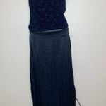 Y2K 2 Piece Skirt Top Formal Set Navy Blue Sparkle Stretch Top size 11 Photo 0