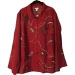 Bechamel Rio Red Floral Paisley Embroidered Shirt Jacket Size 2X Photo 1