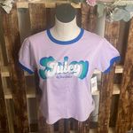 Juicy Couture Juicy by  top purple blue crew graphic tee short sleeve crop NWT S Photo 0