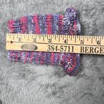 Handknit Blue & Pink Ruffle Cuff Wrist Warmers Handmade Knit Accessory Photo 3