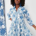 RO'S GARDEN Tuckernuck Exclusive Blue Leticia Deauville Floral Cotton Dress Size L Photo 1