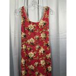 Jessica Howard Dress Womens 10 Red Floral Linen Rayon Sleeveless Midi Tie Back Photo 1
