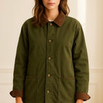 Vintage Cabin Creek Barn Coat Army Green Corduroy Trim Classic Preppy 2XL Size XXL Photo 0