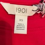 1901 Women's Red Bloom Short Flutter Sleeve Jewel Neck Cotton Blend Blouse sz XS Photo 2