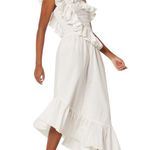 MISA Los Angeles MISA Sandersun Ruffled One Shoulder Cotton Midi Dress White Size S NWT Photo 15