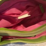 Liz Claiborne vintage Leather& Polyester Striped Purse Pink Green Beige Photo 15