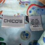 Chico's Chico’s Top Jacket Whimsical Sea Life Nautical Print Blue Linen Cotton Photo 4