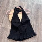 Free People  Khloe smocked halter‎ top black Photo 2