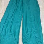 Trina Turk Cascais Wave Split Leg Pants Size XL in Aqua Neon Lime Green Photo 1