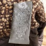 Kate Hill  Chocolate Brown Wool blend Tweed Jacket 6P Short Leather Trim Photo 6