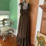 Leona by Lauren Leonard Chocolate Brown Halter Ruffle Maxi Dress Photo 8