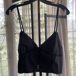 ZARA NWT  Lace Poplin Cami Tank Crop Top Shirt Black Size Large Photo 3