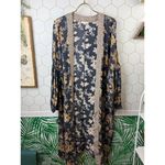 easel Long Navy and Mustard Floral Duster - Size - Medium Photo 4