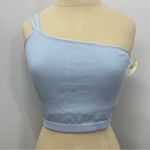 Aerie New XL Light Blue Ribbed Asymmetrical Crop Top Photo 2