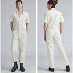 Everlane The Short Sleeve Denim Overall in Cream Size 8 Photo 1