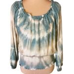 Scrapwork Earthy boho hippie tie dye blouse Tan Size M Photo 0