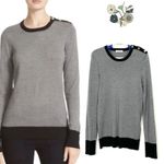 Equipment Femme Ondine Pullover Sweater Gray Silk Cashmere Button Detail Small Photo 1