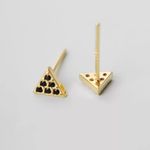 Boutique NEW‎ | Petite 18k Gold Triangle Black Pave Diamond Earrings Photo 5