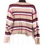 Splendid Striped Plush V-Neck Sweater in Lilac Burgundy, Size M New w/Tag Photo 3