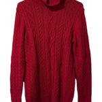 Croft & Barrow  Women Red Cable-Knit Sweater Turtleneck Size Large Winter Office‎ Photo 0