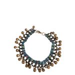 Vintage Beaded Anklet Metal Bells Flowers Bali Belly Dance 10" Estate 19g Blue Photo 2