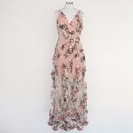Dress the Population - New! Sidney Floral Appliqué Mesh Gown Photo 1