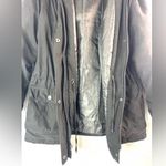 Mackintosh L Women's Fur Trim Hoodie Zip Snap Front Black Jacket Size L Photo 2