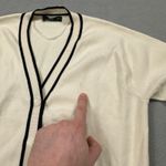 MNG Mango Cardigan Sweater S Womens Cream V Neck Black Trim Casual Knitwear Photo 5