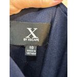 XScape Women's Rosette Halter Gown Sleeveless Front slit Formal Dress Navy 10 Photo 5