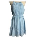 Crystal Doll  Mini Dress Womens M Blue Floral Eyelet‎ Sleeveless Fairy Dollette Photo 2