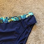 NWOT 24TH OCEAN Navy Blue Green Printed High Waisted Waist Bikini Bottom Large L Photo 2