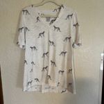 Chico's Size 1 M White Cheetah Print V Neck Short Sleeve T Shirt Top Photo 6