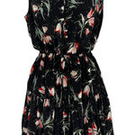 Rebecca Taylor Black Tulip Floral Print Silk Dress Sleeveless Size 4 Photo 0