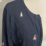 Christopher & Banks  Womens Navy Blue Penguin Fun Teacher Cardigan Sweater Medium Photo 1