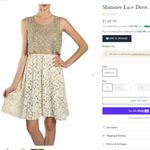 Altar'd State  Gold Beige Floral Shimmer Lace Sleeveless Dress Photo 7