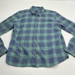 UnTuckIt Teal Green Blue Plaid Long Sleeve Button Front Shirt‎ Womens Size 10 Photo 0